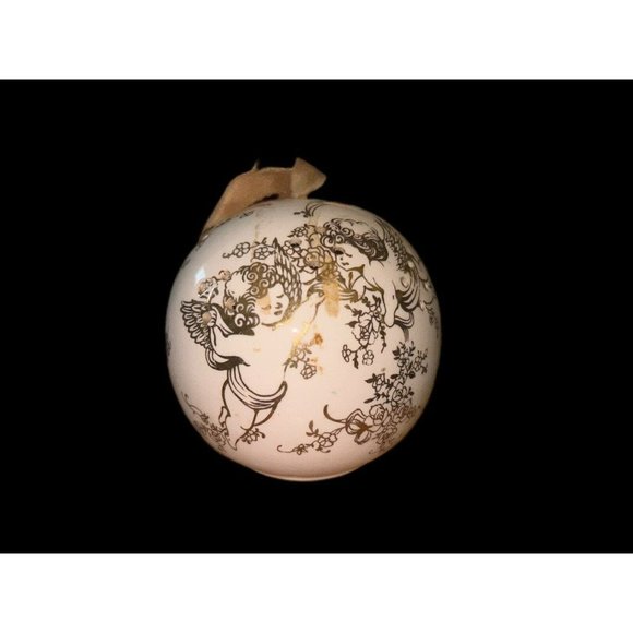 Vintage Ceramic Pomander Ball w/ Gold Angels Scentomander by Andre Richard - Picture 1 of 2